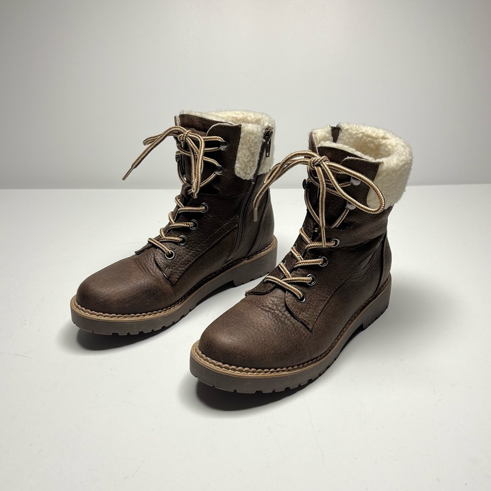 Magellan Women’s Leather Sherpa Lace up Boots | Size 7